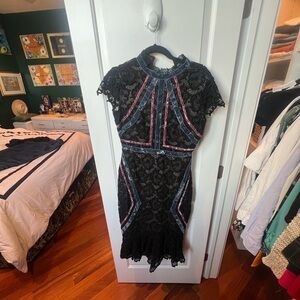 Erdem Philomena Crocheted Flared Lace Midi Dress Size 6